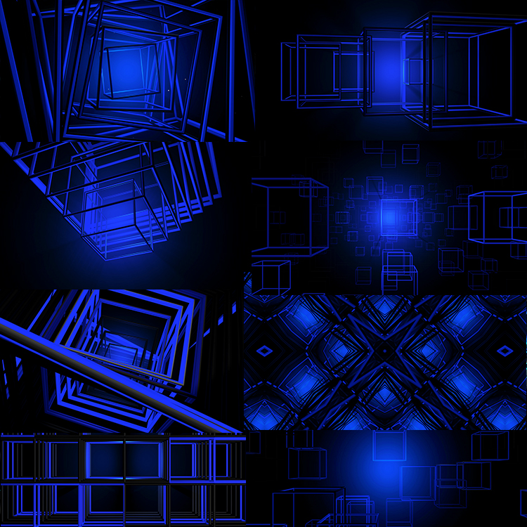 10个蓝色立方体阵列3d动态VJLOOP大屏led高清视频素材CUBE ARRAYS