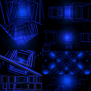 10个蓝色立方体阵列3d动态VJLOOP大屏led高清视频素材CUBE ARRAYS