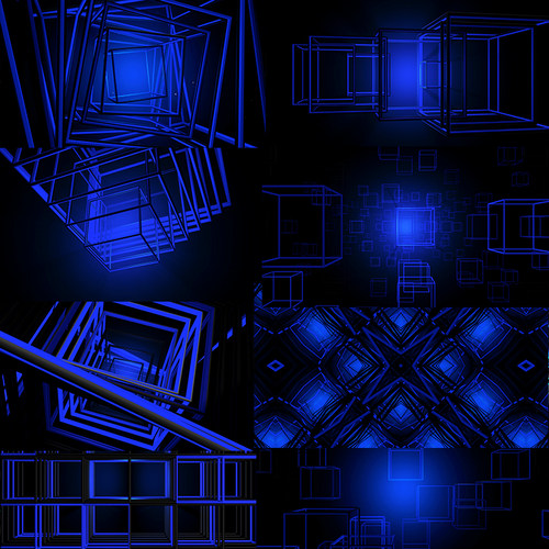 10个蓝色立方体阵列3d动态VJLOOP大屏led高清视频素材CUBE ARRAYS