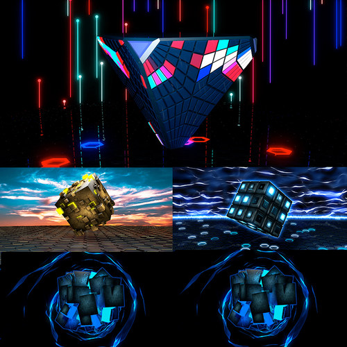 4个4k科幻魔方vjloop大屏背景动态无缝循环视频素材 Epic Cube