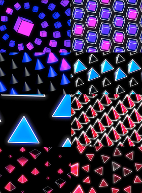 8个彩色简约几何动态vjloop视频素材BACK 2 PRIMITIVES舞台背景