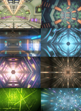 16个科技朦胧迷幻空间隧道vjloop1080P视频素材大屏LED舞台背景