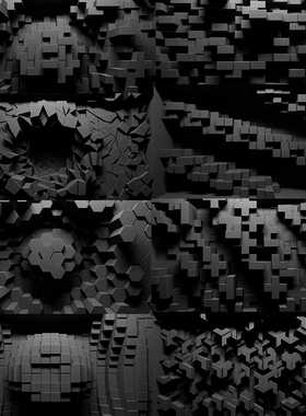 40个黑白舞台背景大屏视频素材建筑3d mapping VJLOOP DISPLACE