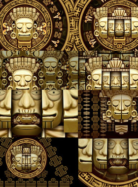 Mayans4个神秘玛雅图腾动态无缝循环视频素材vjloop舞台背景大屏