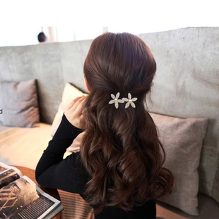 夹子头发后脑勺蝴蝶结头饰发夹珍珠顶夹横夹后脑勺半扎弹簧夹发饰