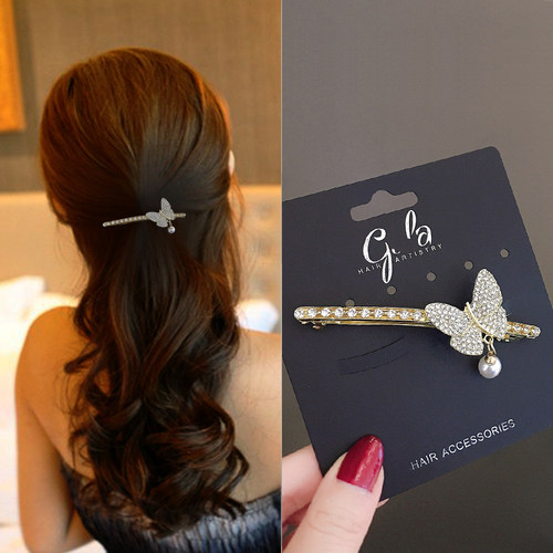 韩风小众水钻顶夹甜美蝴蝶