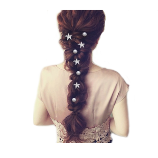 韩式发梳插梳时尚刘海梳珍珠网红U型发夹甜美花朵水钻发簪子发钗