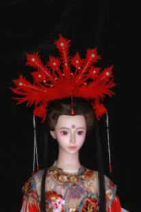 凤冠仿绒花发饰正凤汉服配饰仿女儿国国王头饰正凤凤冠汉服头饰