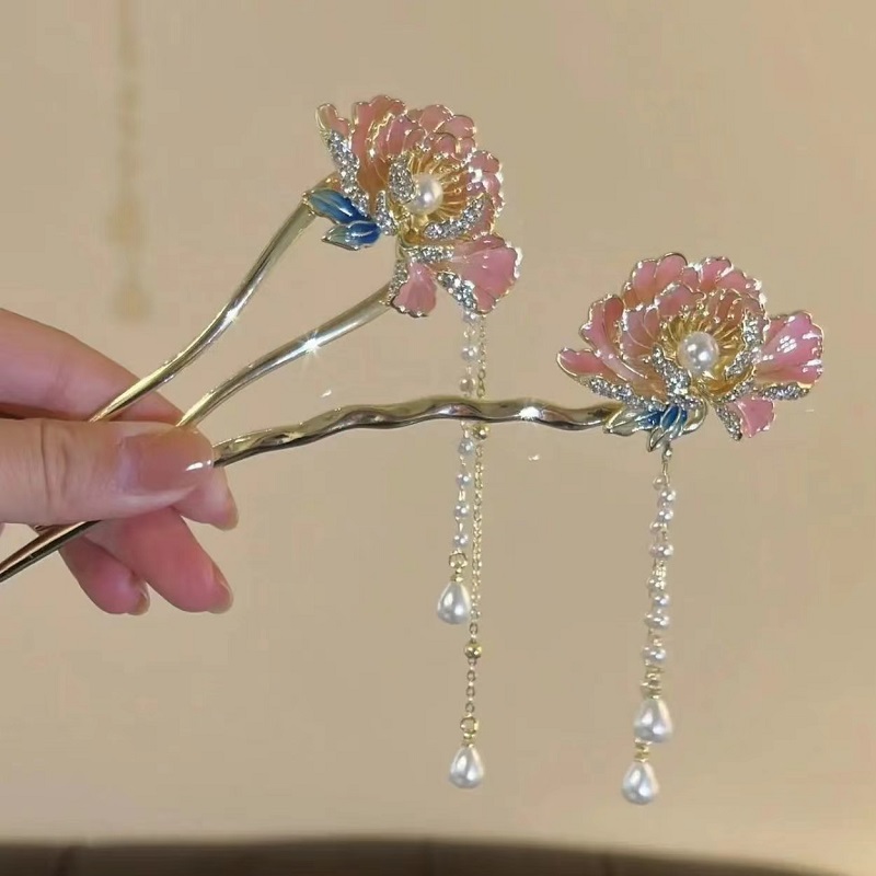 发簪合金古风花朵珍珠流苏头饰