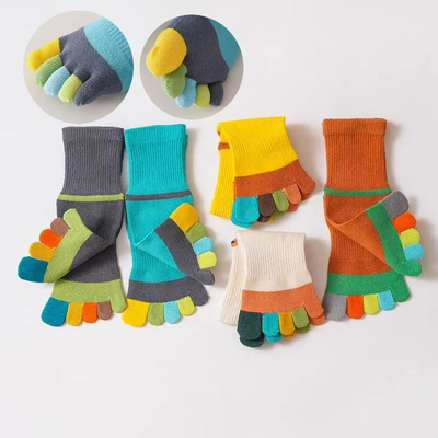 新品儿童袜子纯棉秋冬中筒五指分趾袜男童无骨袜女童学生矫正袜