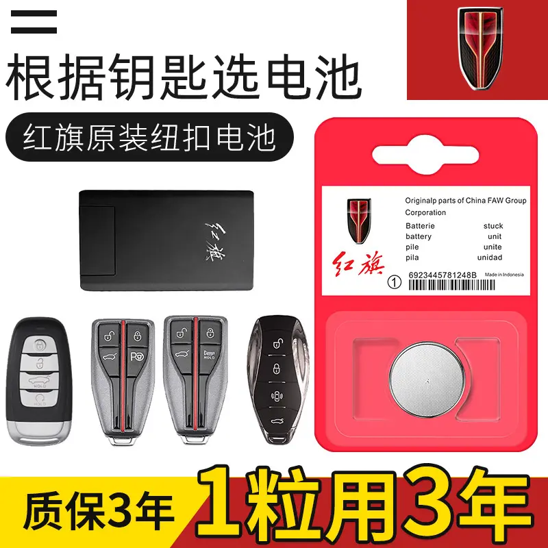 红旗H5 H7 Hs5 Hs7 L5 H9 E-HS3盛世L5明仕汽车遥控器钥匙电池