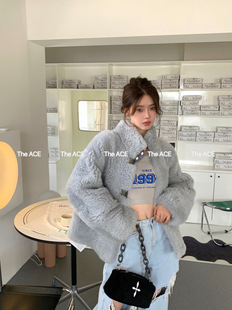 The ACE皮草『留兰冰咖』立领转扣ins托卡进口羊毛皮毛一体芭莎冬