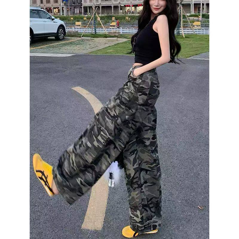 工装裤女2026春季新款韩版休闲宽松迷彩百搭阔腿裤潮