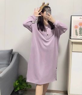 大码胖mm秋冬季新款双面德绒女款保暖睡裙孕妇宽松长袖睡衣家居服