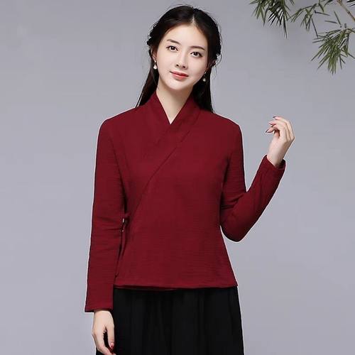 禅意茶服文艺中式上衣德绒保暖改良汉服复古秋冬中国风大码300斤