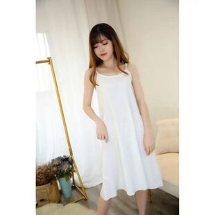 夏季宽松大码内搭单层内衬裙吊带背心打底裙A型透视性感睡裙大码