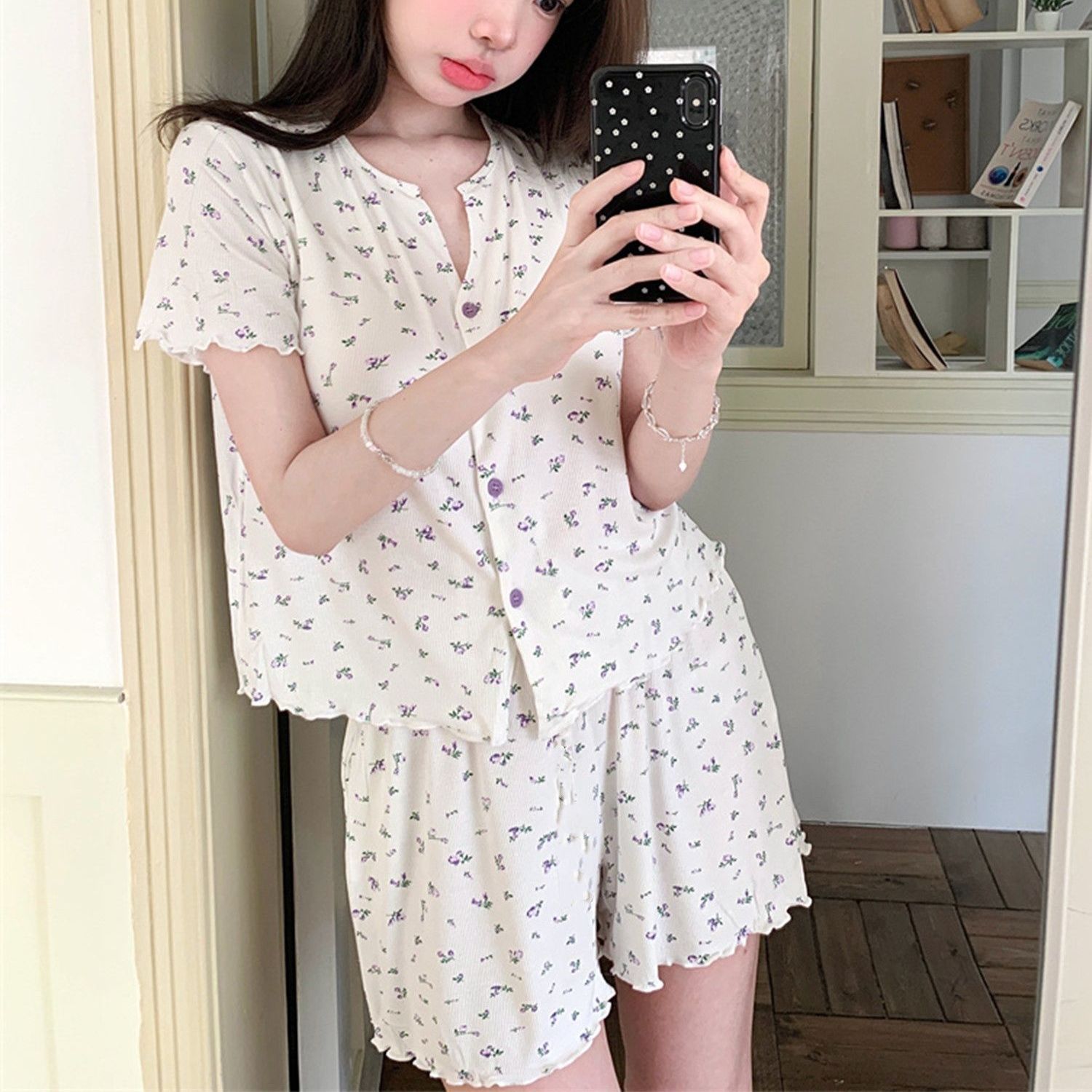 夏季新款小碎花甜美睡衣女2025爆款大码300斤短袖短裤家居服套装