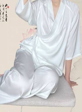 茶服禅意家居服套装春秋汉服睡衣男女款新中式复古寝服大码300斤