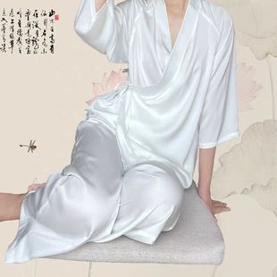 茶服禅意家居服套装春秋汉服睡衣男女款新中式复古寝服大码300斤