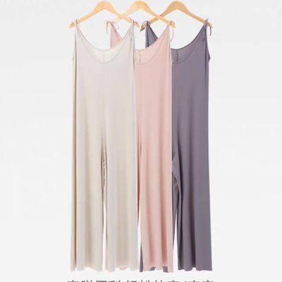 吊带连身裤女夏季显瘦家居服睡衣时尚宽松阔腿裤连体衣大码300斤