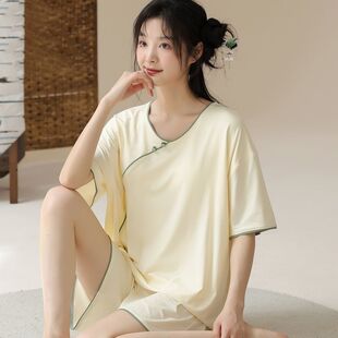 2-300斤大码新中式高级感睡衣女夏款短袖国风套装家居服夏季薄款