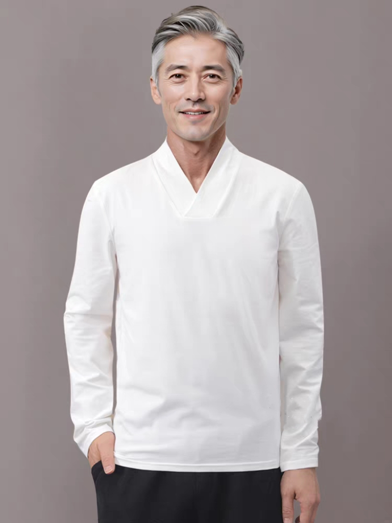 男女新中式禅意国风上衣长袖佛系汉服打底交领德绒秋冬大码300斤