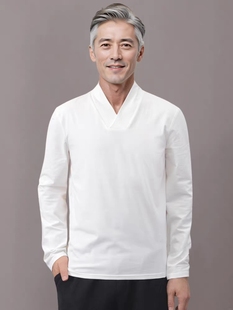 男女新中式禅意国风上衣长袖佛系汉服打底交领德绒秋冬大码300斤