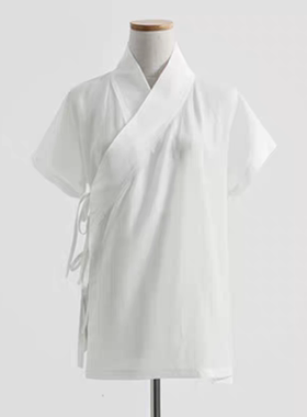 古代汉服交领斜襟中衣古风内搭汉服上衣冰丝短袖道服大码300斤夏