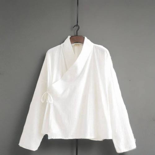 男女通用交叉领中衣系带汉服改良内搭德绒长袖唐装上衣大码300斤