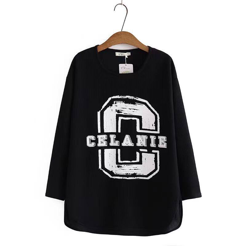 春秋长袖T恤冰丝中长款胖mm大码300斤宽松显瘦上衣女装新款打底衫