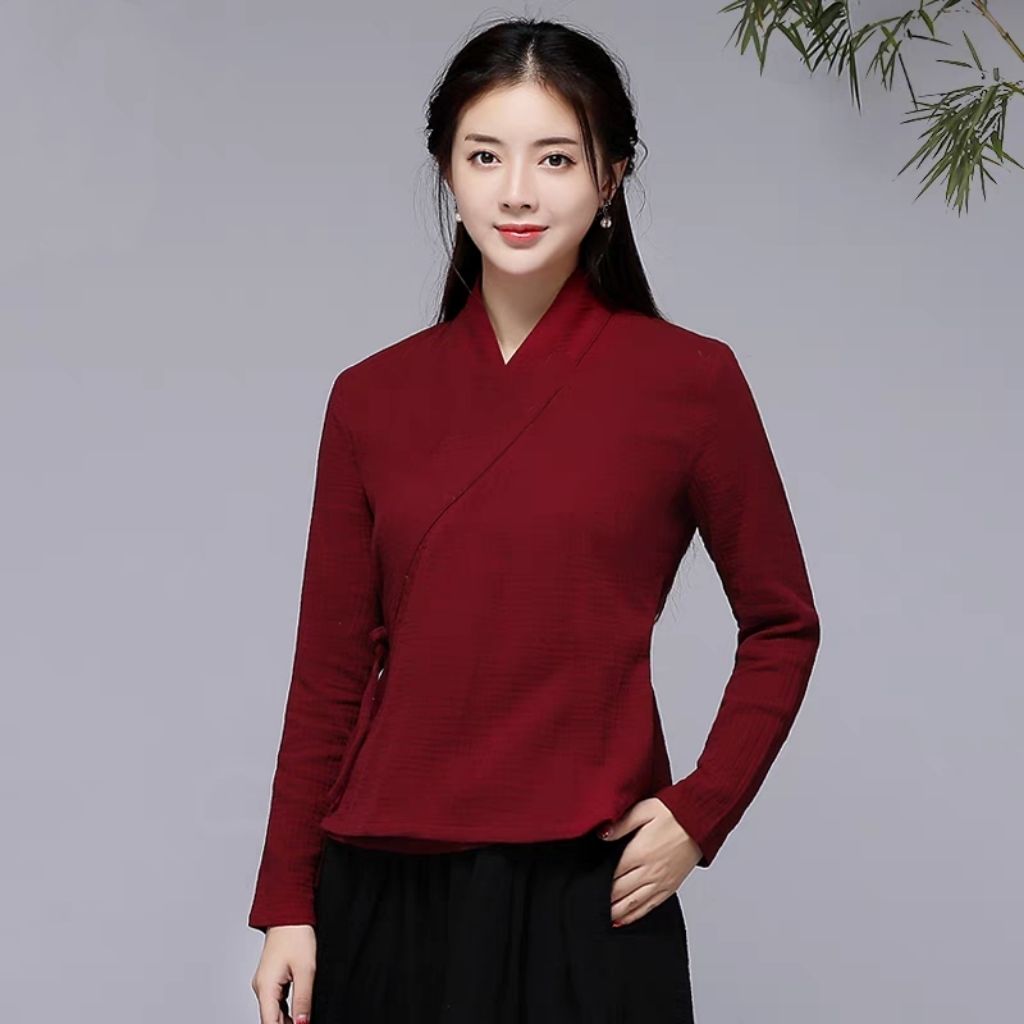 茶服女禅意文艺中式上衣德绒改良汉服复古女秋冬中国风大码300斤