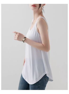 大码300斤背心吊带女纯色宽松夏季圆弧下摆内搭无袖上衣外穿显瘦