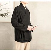 德绒长袖 宽松大码 外套中国风禅修服上衣 改良斜襟汉服男女款 新中式