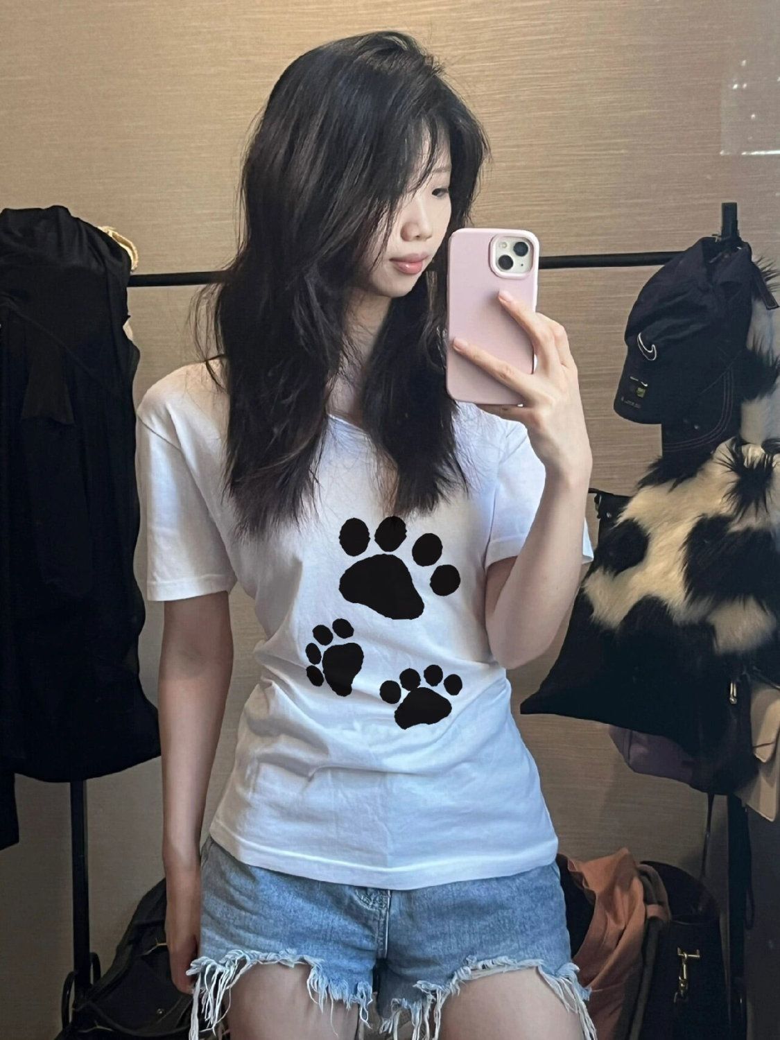 大码300斤美式复古慵懒风V领宽松百搭上衣女夏季短袖t恤印花休闲