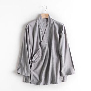 一片式系带交领男女新中式汉服茶禅服春秋长袖太极上衣大码300斤