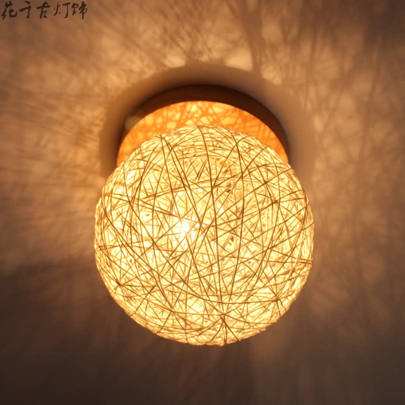 个性创意田园麻球藤艺LED温馨过道灯玄关灯走廊楼梯吸顶灯阳台灯