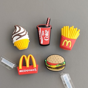 新款crocs洞洞鞋配饰卡通趣味鞋扣配件DIY智必星鞋花汉堡薯条可乐