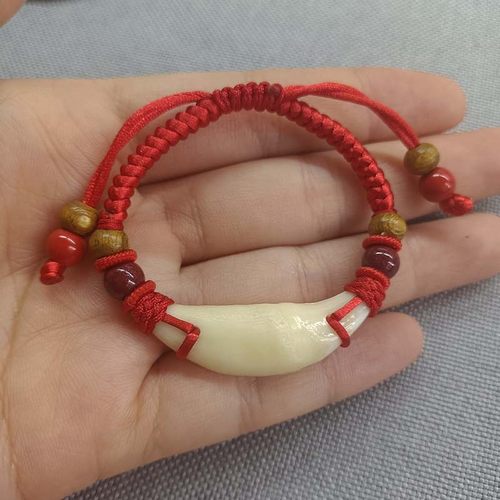 黑狗牙宝宝婴儿成人朱砂桃木红绳