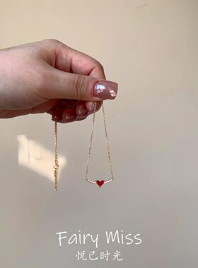 简约爱心吊坠金色个性锁骨链女款