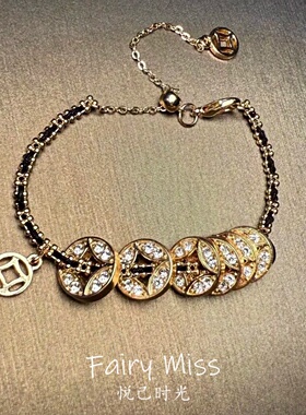 新年黑金转运满钻招财气手链女款