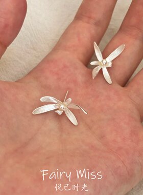 小众立体白玉兰花耳钉清冷感潮流