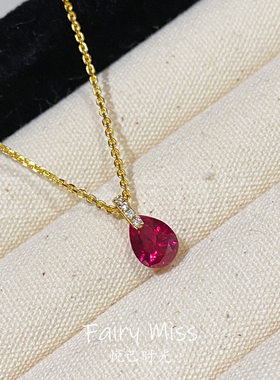 S925银镀18K真金红刚玉极简项链