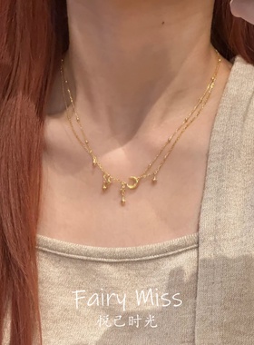 星月神话双层金色星星月亮女吊坠