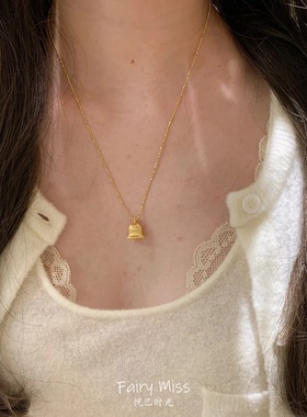 意大利匠人中古小众金色拉丝项链