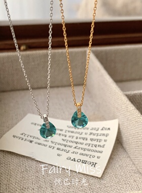 轻奢绿色水滴金色银色百搭锁骨链