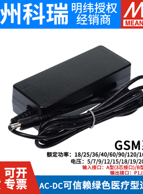 明纬GSM医疗电源40/60/90/120/160/220W适配器B05/A12/A24 12V5V