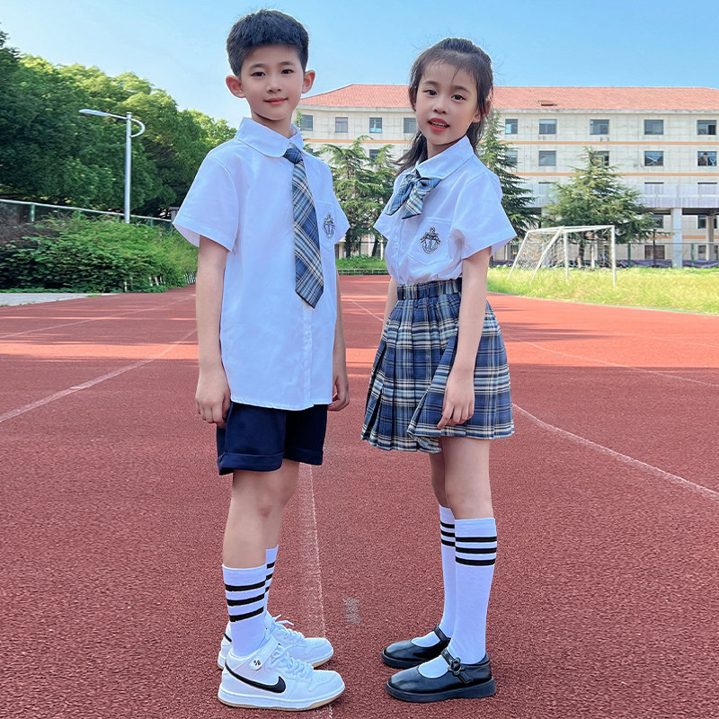 jk制服套装夏季短袖英伦校园风幼儿园班服小学生校服六一表演出服