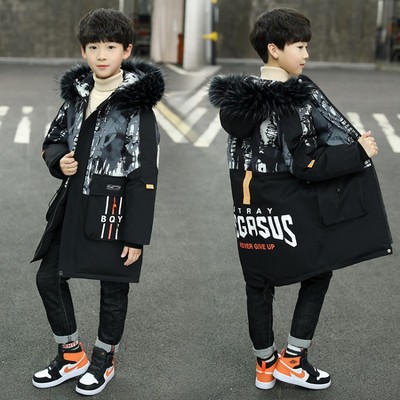 男童棉衣冬装2025年新款洋气中大儿童冬季加厚羽绒棉服中长款棉袄