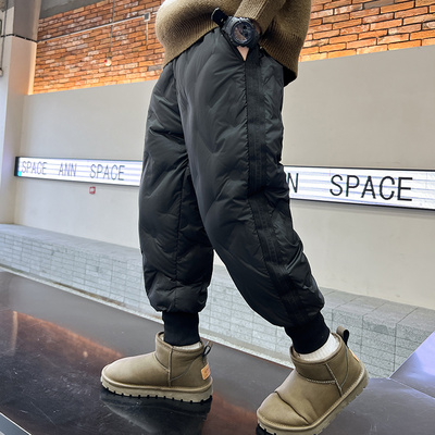 男童羽绒裤2025新款冬季保暖裤中大童加厚裤子儿童冬装外穿棉裤潮