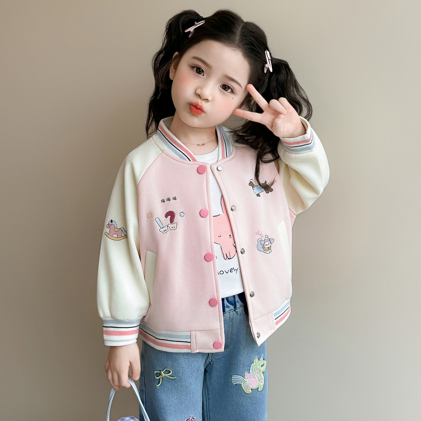女童棒球服外套春秋季2026新款儿童好看洋气韩版夹克宝宝秋装上衣